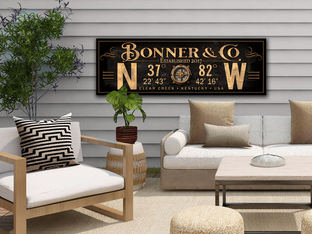 GPS Coordinates Steampunk Sign