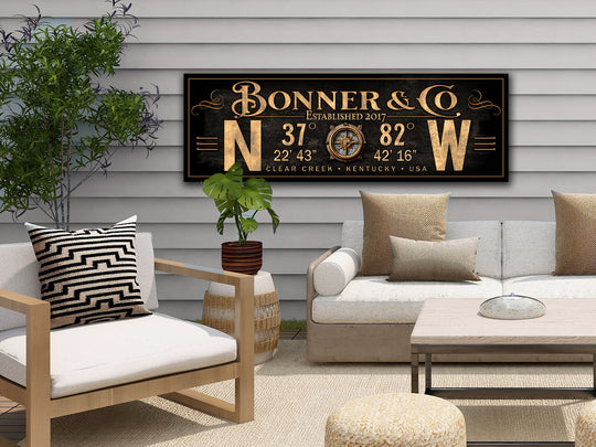 GPS Coordinates Steampunk Sign