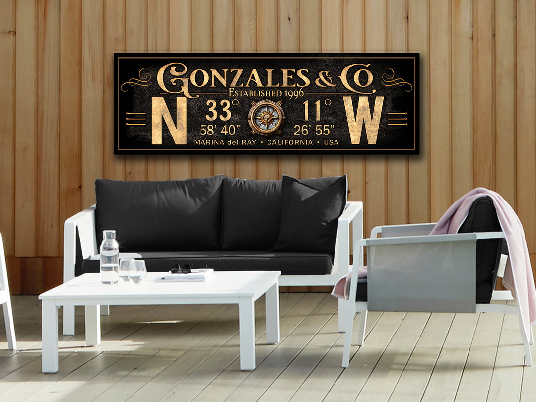 GPS Coordinates Steampunk Sign