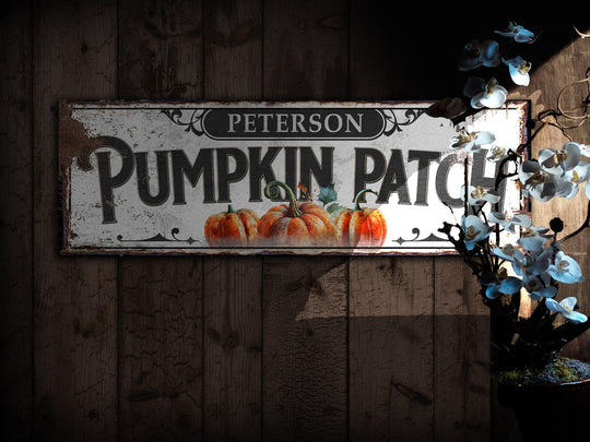 Pumpkin Patch Sign | Personalized Family Name Pumpkin | Rustic Farmhouse Wall Decor | Large Vintage Pumpkin Patch Sign | Pumpkin Farm Decor