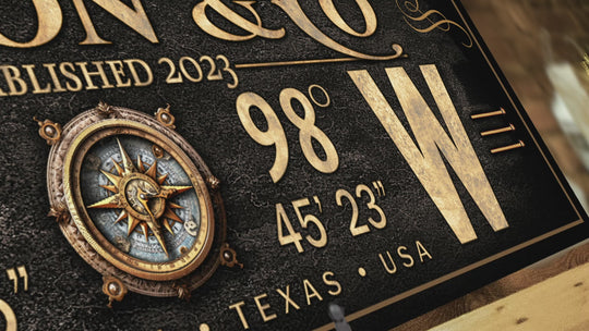 GPS Coordinates Steampunk Sign