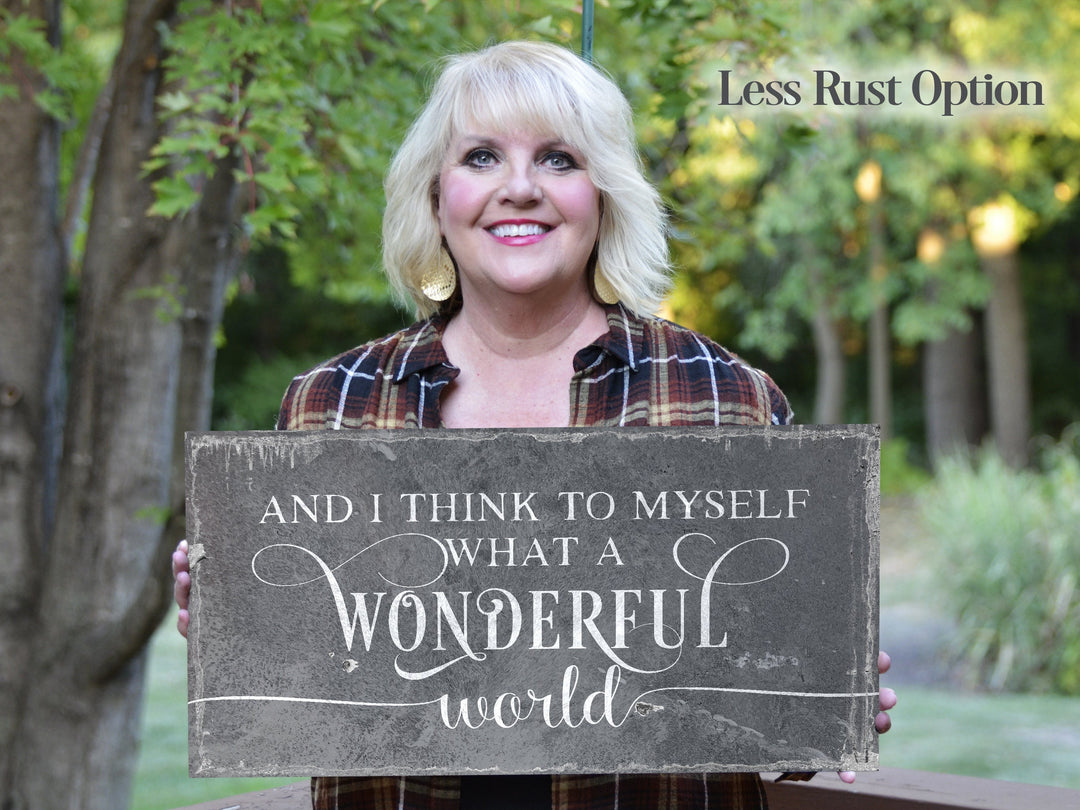 And I Think to Myself What a Wonderful World Sign | Vintage Christmas Sign | Neutral Wonderful World | Light Vintage | Farmhouse Wall Decor