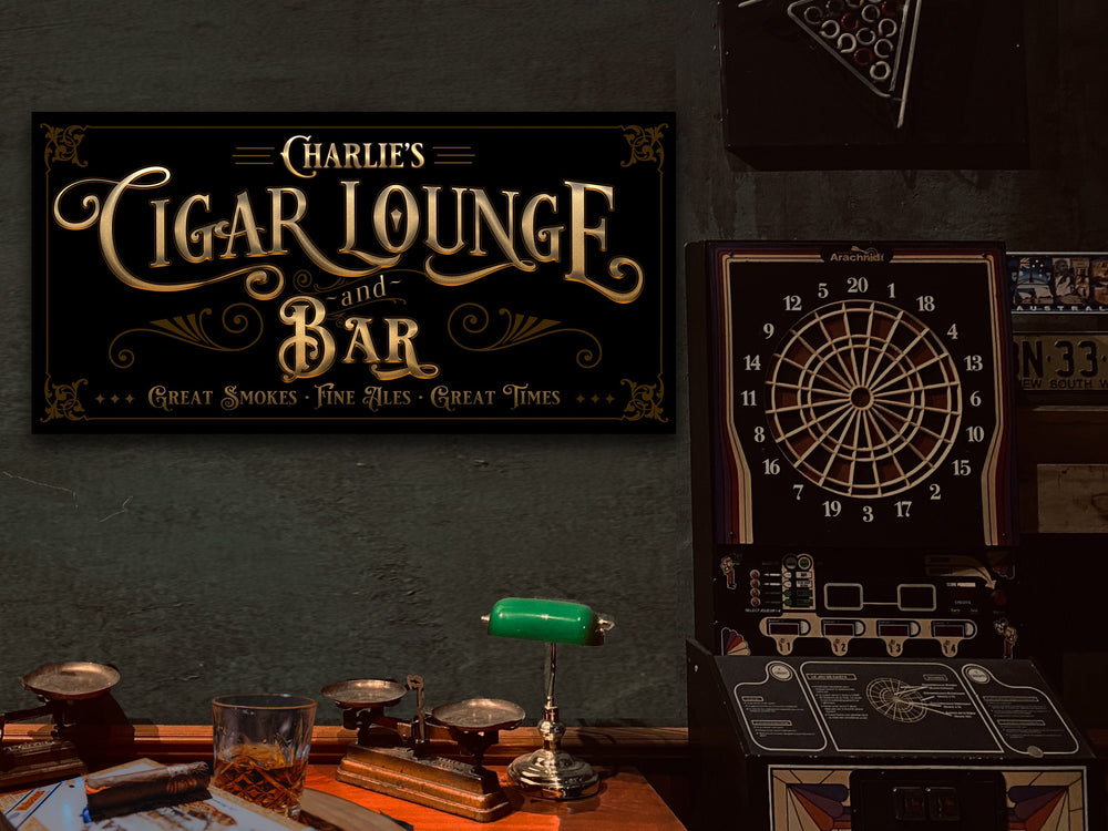 Custom Cigar Bar Sign, Cigar Accessories, Man Cave Home Decor, Personalized Garage Sign
