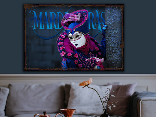 Mardi Gras Mask Decor | Mardi Gras Decorations | Mardi Gras Decor Sign | Urban Rust Mardi Gras | Distressed Mardi Gras 2023