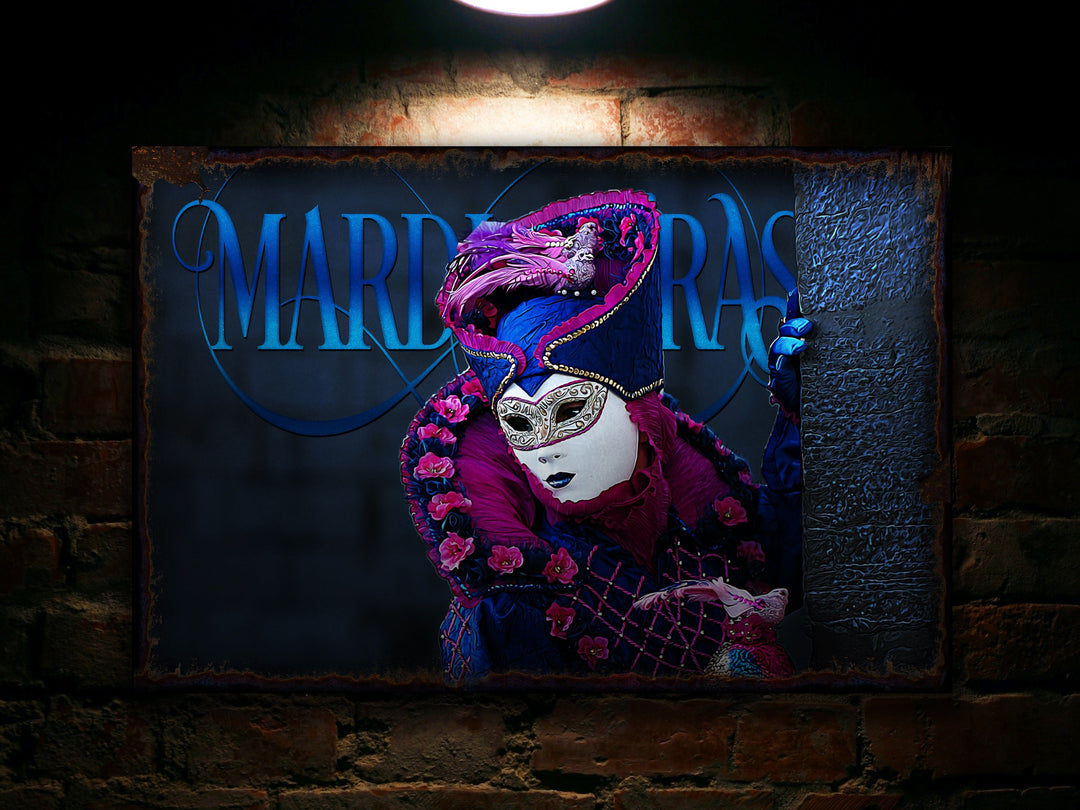 Mardi Gras Mask Decor | Mardi Gras Decorations | Mardi Gras Decor Sign | Urban Rust Mardi Gras | Distressed Mardi Gras 2023