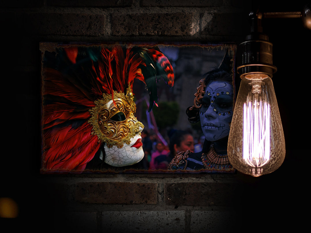 Mardi Gras Wall Decor | Mardi Gras Art | Mardi Gras Mask Decor | Urban Rust Mardi Gras | Distressed Mardi Gras 2023