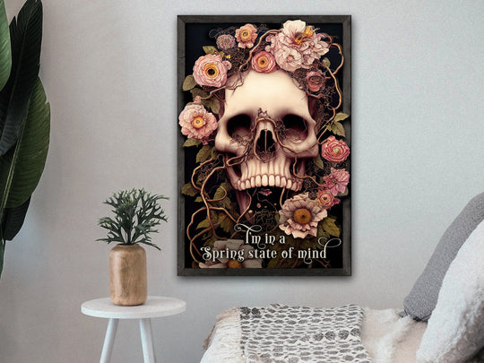Sugar Skull | Skull Decor | Spring Sign | Sugar Skull Sign | Flower Sign | Springtime Sign | Metal Print