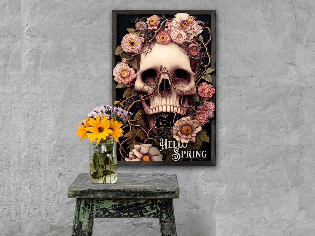 Sugar Skull | Skull Decor | Spring Sign | Sugar Skull Sign | Flower Sign | Springtime Sign | Metal Print