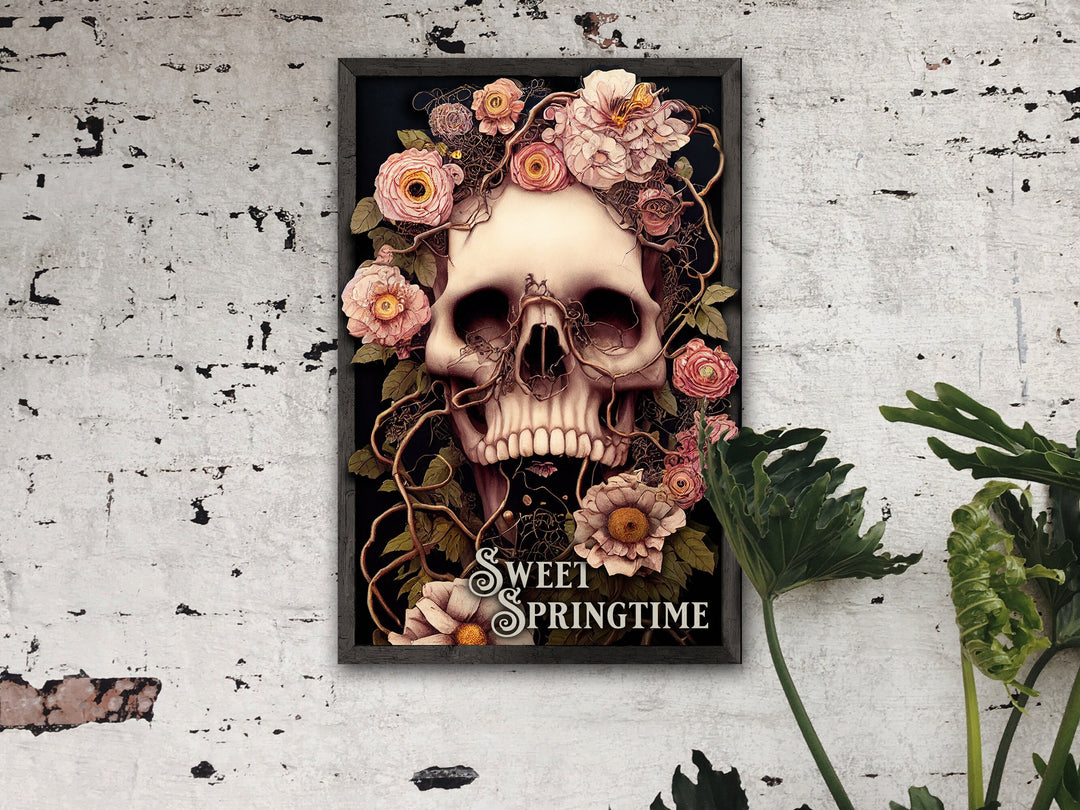 Sugar Skull | Skull Decor | Spring Sign | Sugar Skull Sign | Flower Sign | Springtime Sign | Metal Print