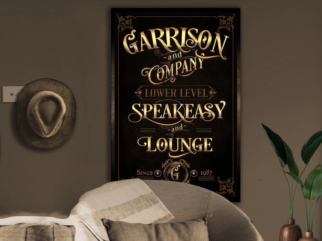 Speakeasy Bar Sign, Vertical Bar Wall Decor, Personalized Lounge Sign, Family Lounge Speakeasy , Family Name Speakeasy, Large Canvas & Metal