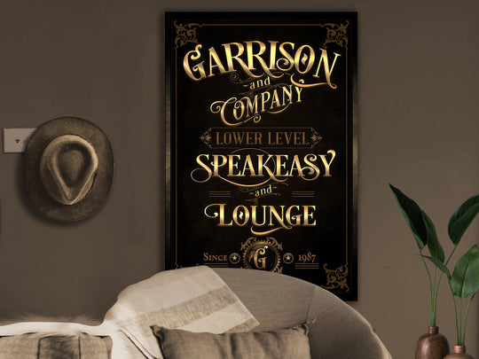 Speakeasy Bar Sign, Vertical Bar Wall Decor, Personalized Lounge Sign, Family Lounge Speakeasy , Family Name Speakeasy, Large Canvas & Metal