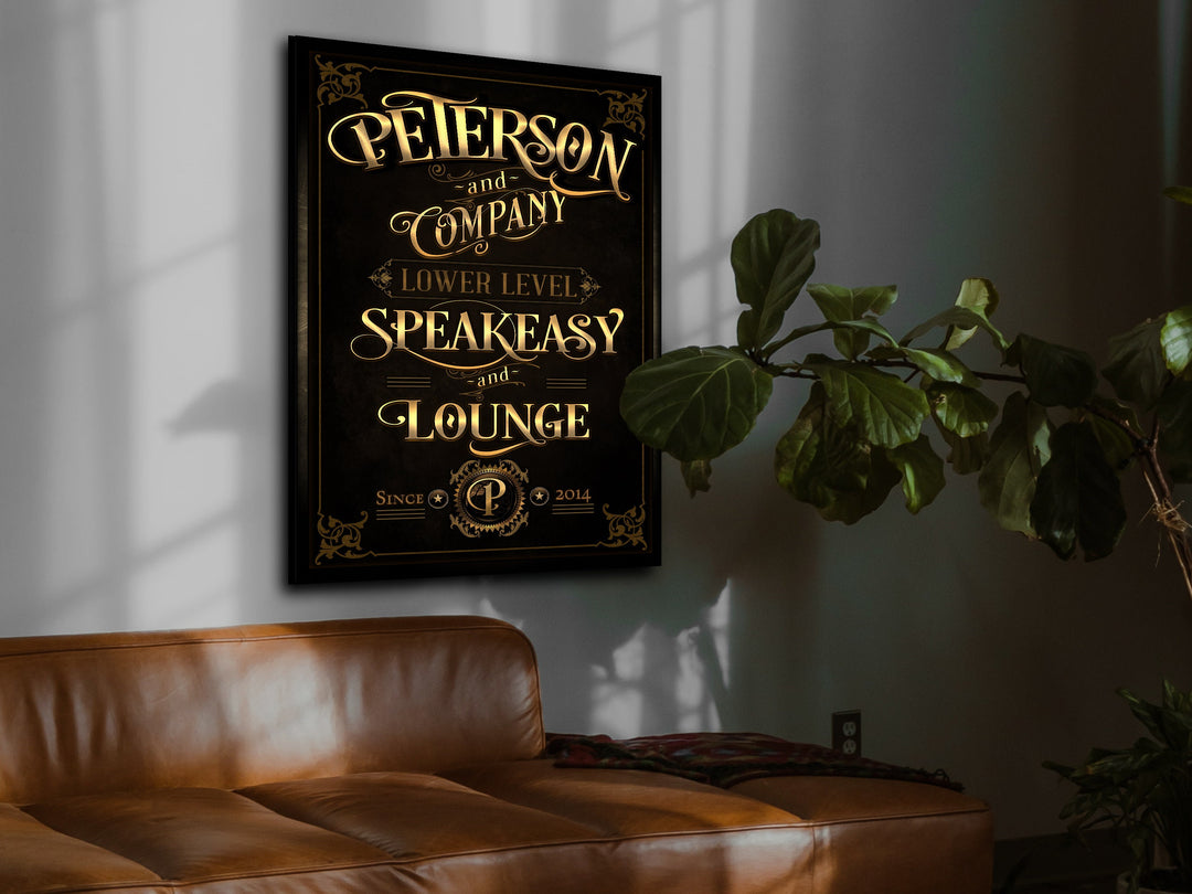 Speakeasy Bar Sign, Vertical Bar Wall Decor, Personalized Lounge Sign, Family Lounge Speakeasy , Family Name Speakeasy, Large Canvas & Metal