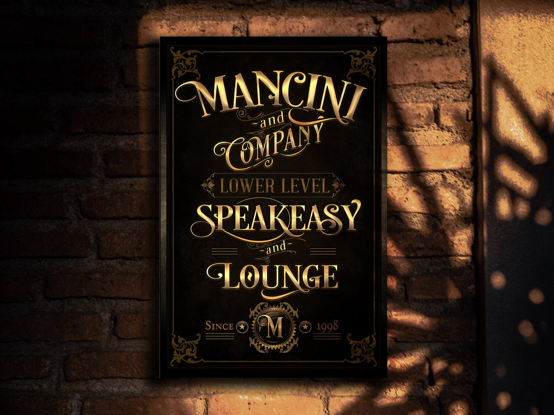 Speakeasy Bar Sign, Vertical Bar Wall Decor, Personalized Lounge Sign, Family Lounge Speakeasy , Family Name Speakeasy, Large Canvas & Metal