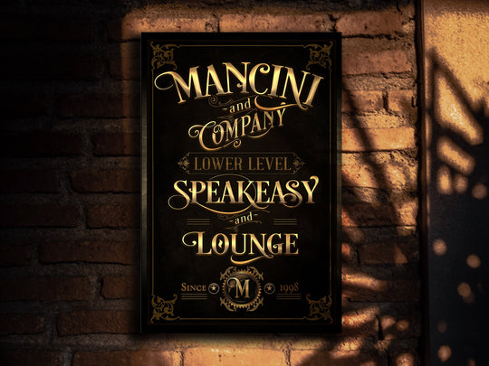 Speakeasy Bar Sign, Vertical Bar Wall Decor, Personalized Lounge Sign, Family Lounge Speakeasy , Family Name Speakeasy, Large Canvas & Metal