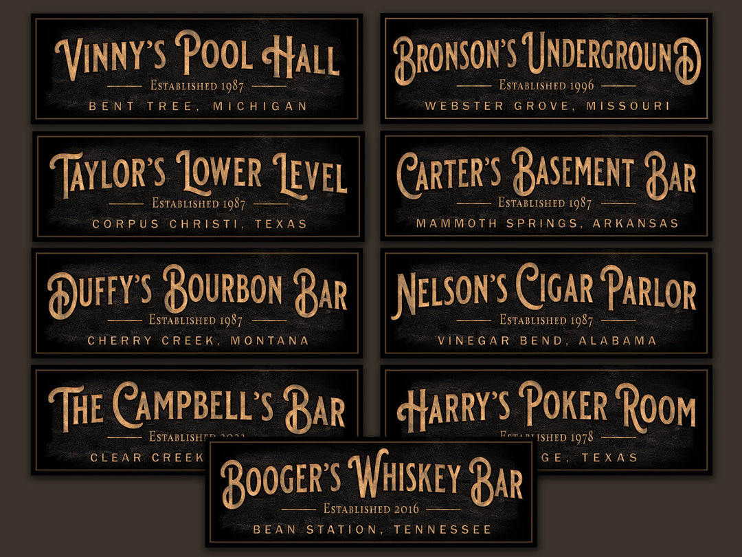 Personalized Bourbon Bar Sign | Custom Bar Sign | Custom Bourbon Bar Sign | Bar Sign for Home | Large Canvas Sign | Large Metal Sign