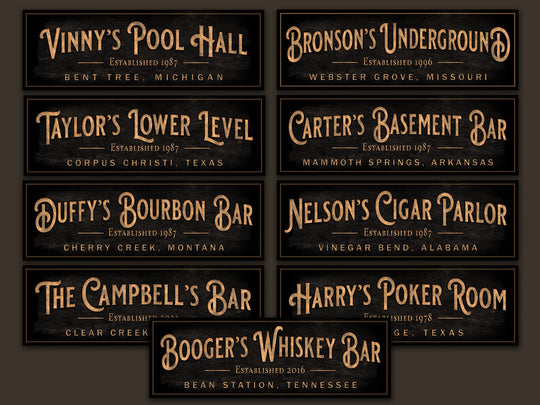Personalized Bourbon Bar Sign | Custom Bar Sign | Custom Bourbon Bar Sign | Bar Sign for Home | Large Canvas Sign | Large Metal Sign