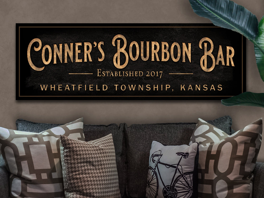 Personalized Bourbon Bar Sign | Custom Bar Sign | Custom Bourbon Bar Sign | Bar Sign for Home | Large Canvas Sign | Large Metal Sign