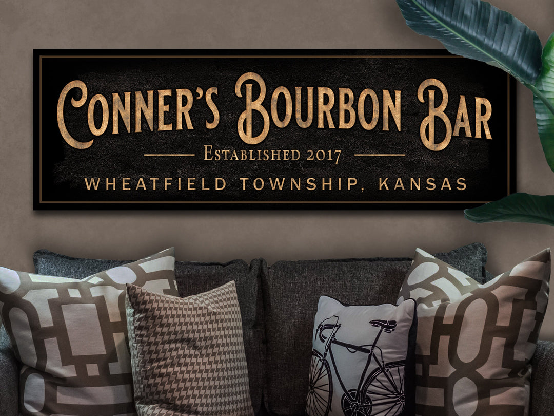 Personalized Bourbon Bar Sign | Custom Bar Sign | Custom Bourbon Bar Sign | Bar Sign for Home | Large Canvas Sign | Large Metal Sign