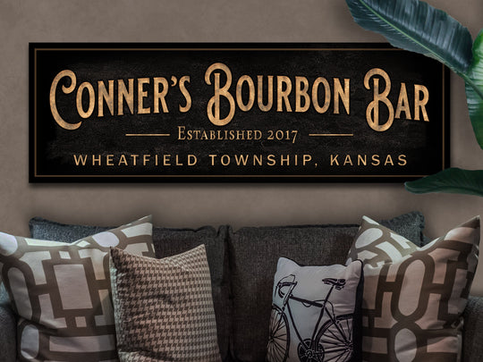 Personalized Bourbon Bar Sign | Custom Bar Sign | Custom Bourbon Bar Sign | Bar Sign for Home | Large Canvas Sign | Large Metal Sign
