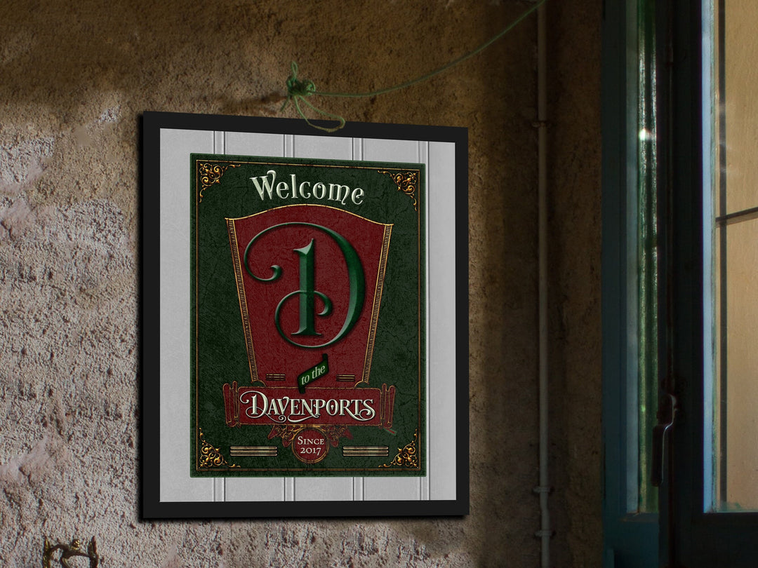 Vintage Christmas Holiday Season Family Monogram Sign