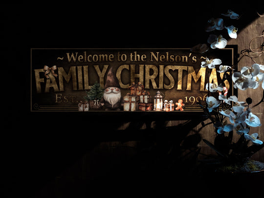 Personalized Family Christmas | Primitive Santa Christmas Sign | Custom Christmas | Vintage Christmas | Large Canvas Sign | Large Metal Sign