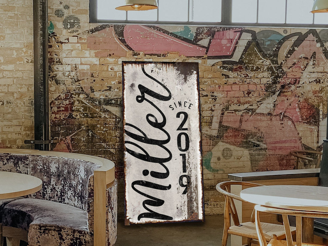 Established Year Custom Family Sign, Vertical Last Name Sign, Personalized Home Sign, Since Est Sign