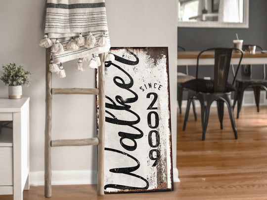 Established Year Custom Family Sign, Vertical Last Name Sign, Personalized Home Sign, Since Est Sign