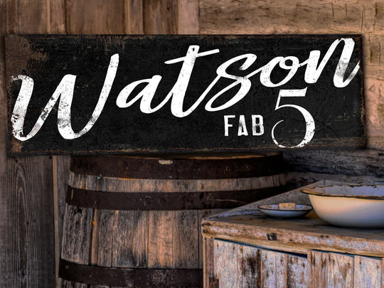 Fab Family Name Sign | Rustic Dark Version of Fab Sign | Personalized Family Sign | Large Canvas Wall Art | Large Metal Wall Art