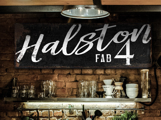 Fab Family Name Sign | Rustic Dark Version of Fab Sign | Personalized Family Sign | Large Canvas Wall Art | Large Metal Wall Art