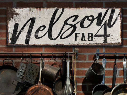 Fab Family Name Sign | Rustic Light Version of Fab Sign | Personalized Family Sign | Large Canvas Wall Art | Large Metal Wall Art