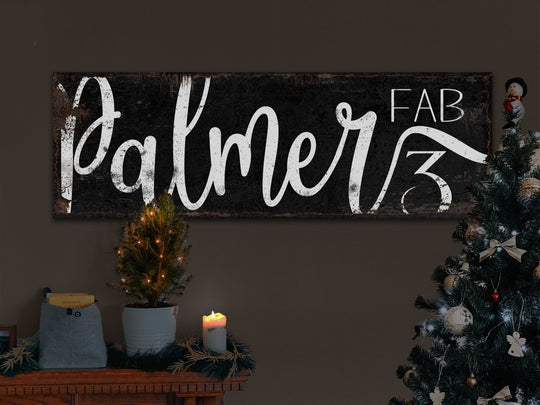 Fab Family Name Sign #2 | Rustic Dark Version of Fab Sign | Personalized Family Sign | Large Canvas Wall Art | Large Metal Wall Art | #2391