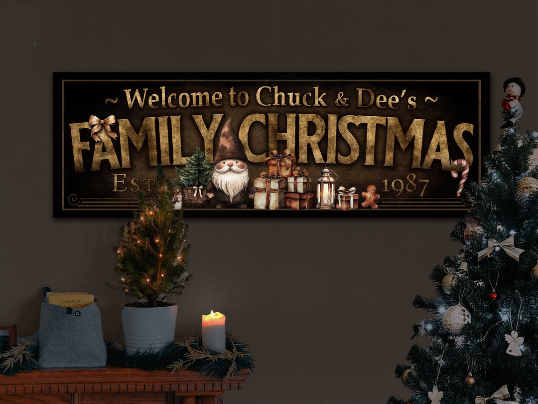 Vintage Christmas Sign Customized with Primitive Santa
