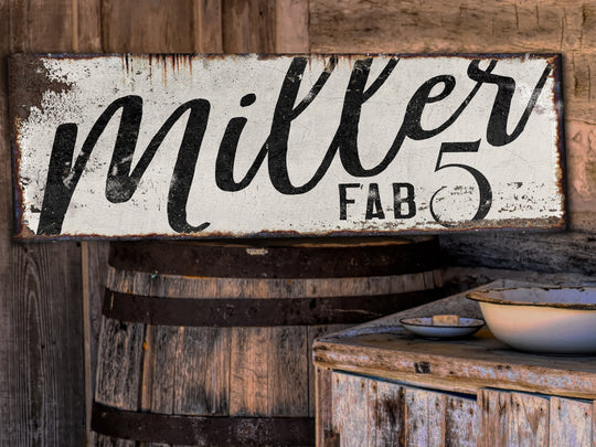 Fab Family Name Sign | Rustic Light Version of Fab Sign | Personalized Family Sign | Large Canvas Wall Art | Large Metal Wall Art