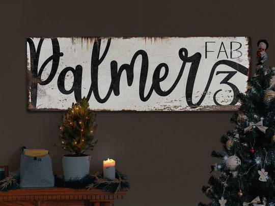 Fab Family Name Sign 2 | Rustic Light Version of Fab Sign | Personalized Family Sign | Large Canvas Wall Art | Large Metal Wall Art | #2390
