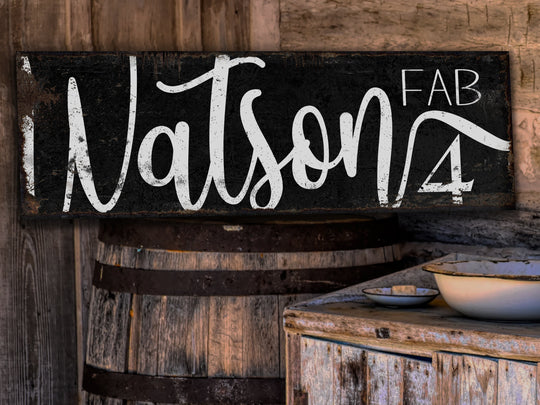 Fab Family Name Sign #2 | Rustic Dark Version of Fab Sign | Personalized Family Sign | Large Canvas Wall Art | Large Metal Wall Art | #2391
