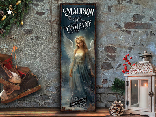 Christmas Angel Sign | Angel Sign | Personalized Christmas Angel Sign | Custom Name Sign | Custom Porch Sign | Vertical Farmhouse Sign