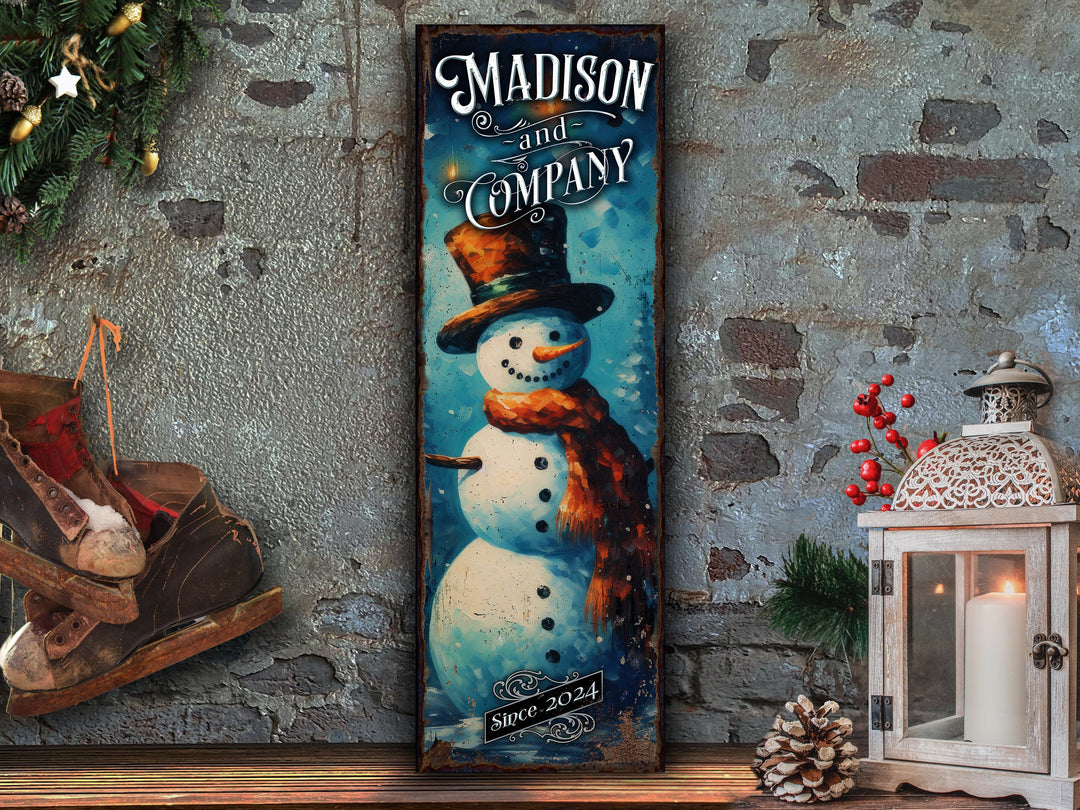 Christmas Snowman Sign | Snowman Sign | Personalized Snowman Sign | Custom Name Sign | Custom Porch Sign | Vertical Farmhouse Sign