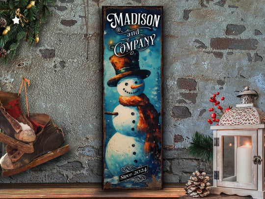 Christmas Snowman Sign | Snowman Sign | Personalized Snowman Sign | Custom Name Sign | Custom Porch Sign | Vertical Farmhouse Sign