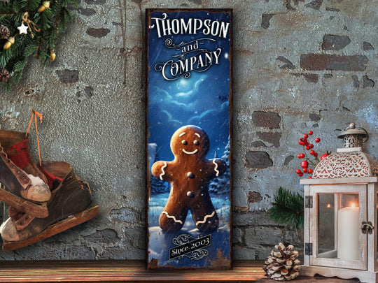 Gingerbread Christmas Sign | Winter Gingerbread Sign | Winter Cookie Sign | Custom Name Sign | Custom Porch Sign | Vertical Farmhouse Sign