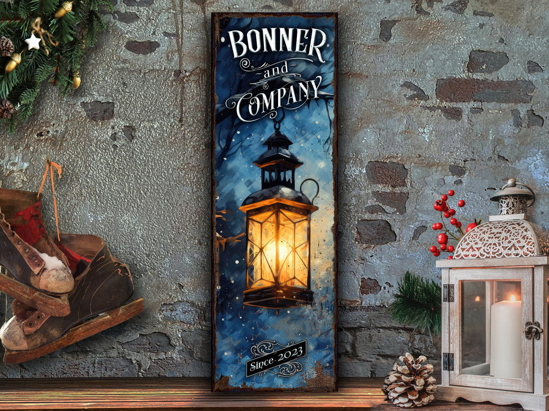 Custom Winter Sign | Snowy Lantern Sign | Personalized Winter Sign | Custom Name Sign | Custom Porch Sign | Vertical Farmhouse Sign