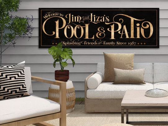 Personalized Pool & Patio on Metal or Canvas! | New 3:1 Ratio Patio Sign | Custom Pool Patio Sign | Summer Patio Decor | Custom Pool Sign