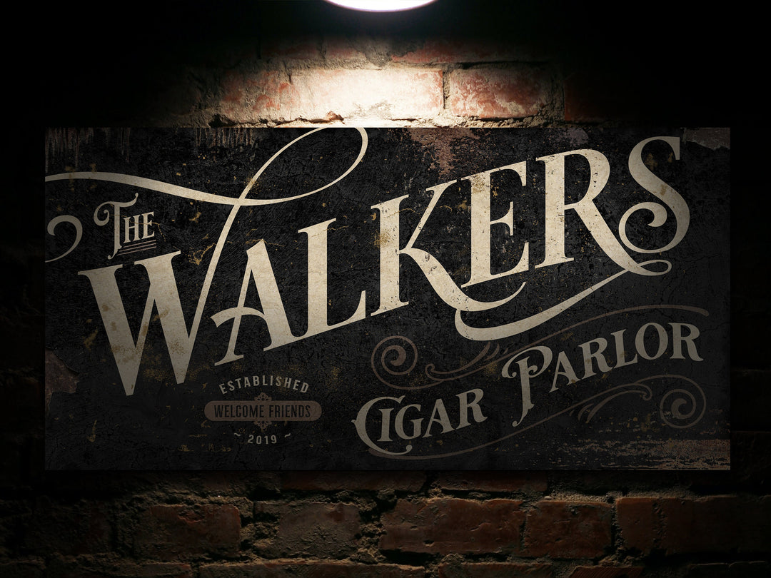Vintage Cigar Parlor Sign - Metal or Canvas | Custom Cigar Parlor Sign | Farmhouse Sign | Cigar Parlor Decor | Custom Cigar Bar Parlor Sign