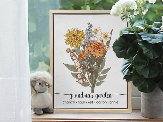 Birth Month Custom Gift for Grandma | Birth Flower Bouquet Gift for Mom Birthday Gift | Personalized Mothers Day Gift Birth Month Flower Art