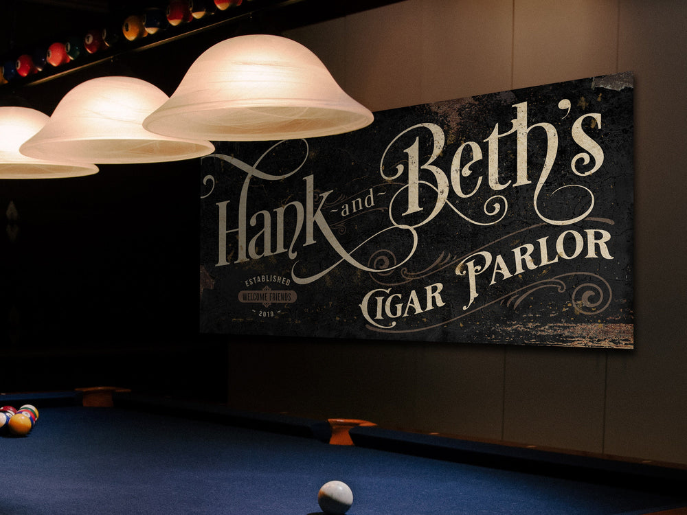 Vintage Cigar Parlor Sign - Metal or Canvas | Custom Cigar Parlor Sign | Farmhouse Sign | Cigar Parlor Decor | Custom Cigar Bar Parlor Sign
