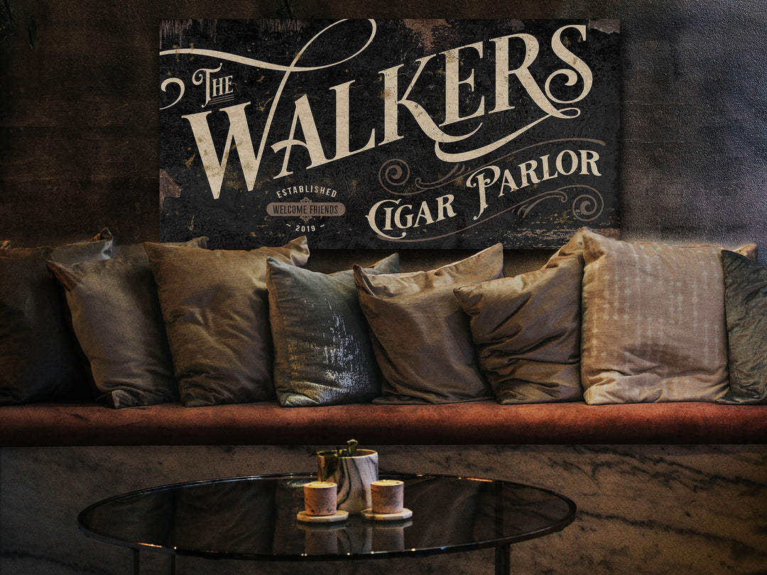 Vintage Cigar Parlor Sign - Metal or Canvas | Custom Cigar Parlor Sign | Farmhouse Sign | Cigar Parlor Decor | Custom Cigar Bar Parlor Sign