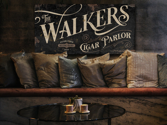 Vintage Cigar Parlor Sign - Metal or Canvas | Custom Cigar Parlor Sign | Farmhouse Sign | Cigar Parlor Decor | Custom Cigar Bar Parlor Sign