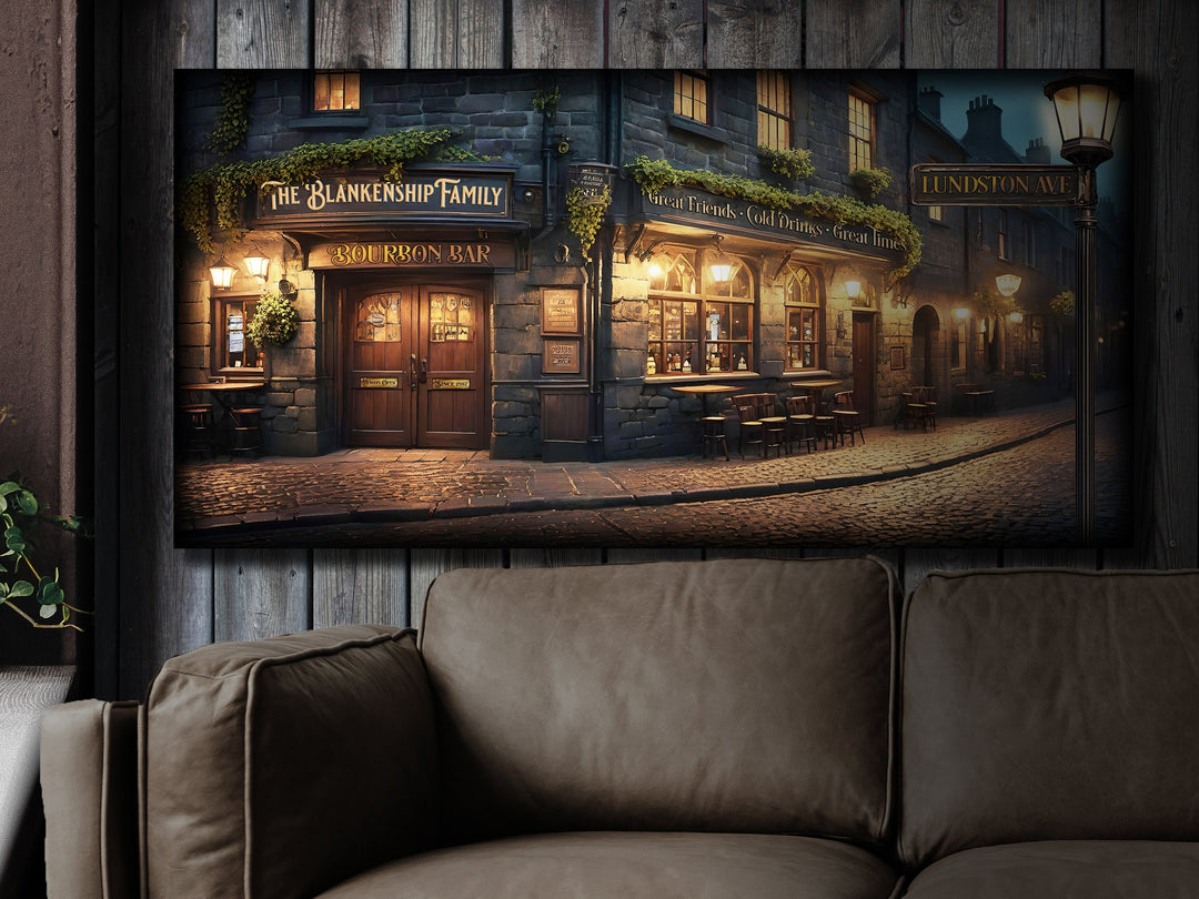 Moody, Dark Bourbon Bar Sign | Personalized Family Bourbon Bar Sign | Nighttime Bourbon Bar Sign | Family Name Sign | Family Bar Sign