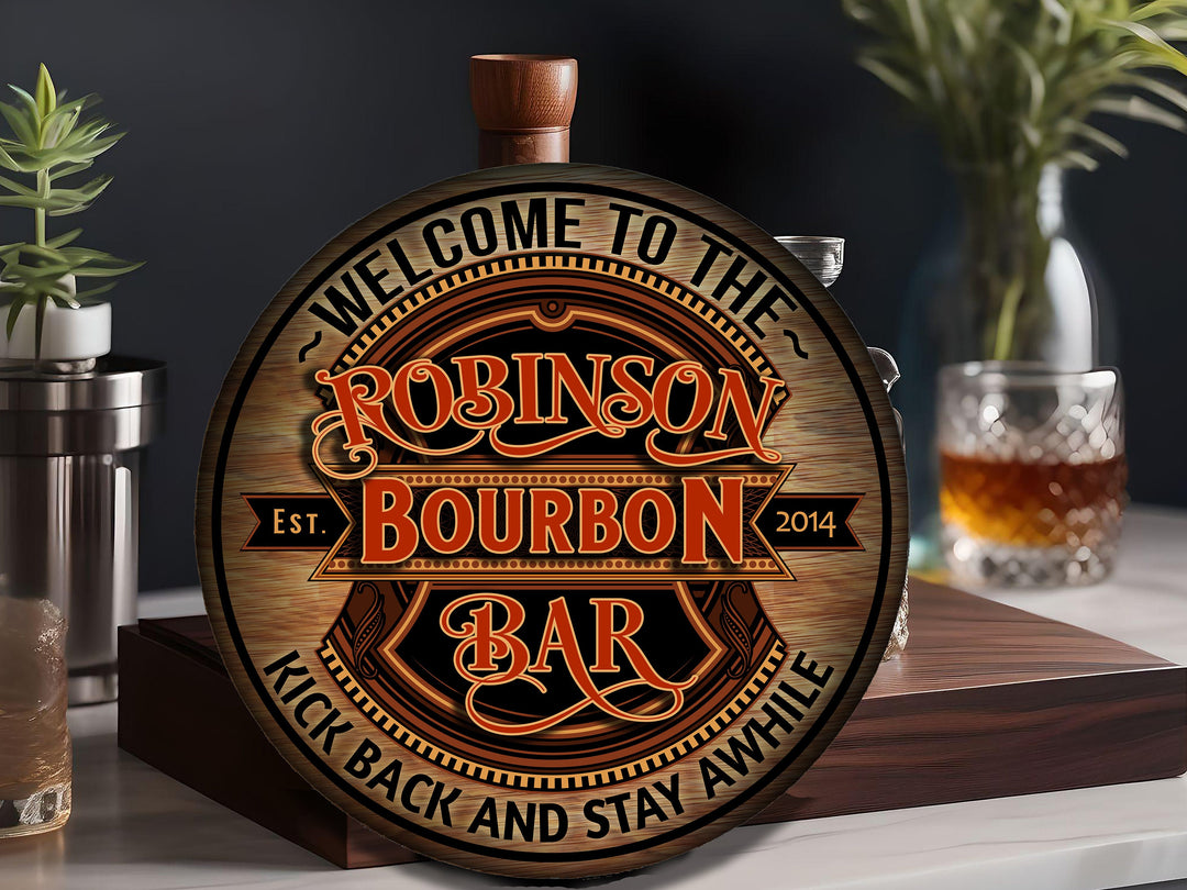 Personalized Bourbon Bar Sign | Metal Signs | Man Cave Wall Décor | Personalized Speakeasy | Home Bar Accessories | Custom Bar Sign Gift