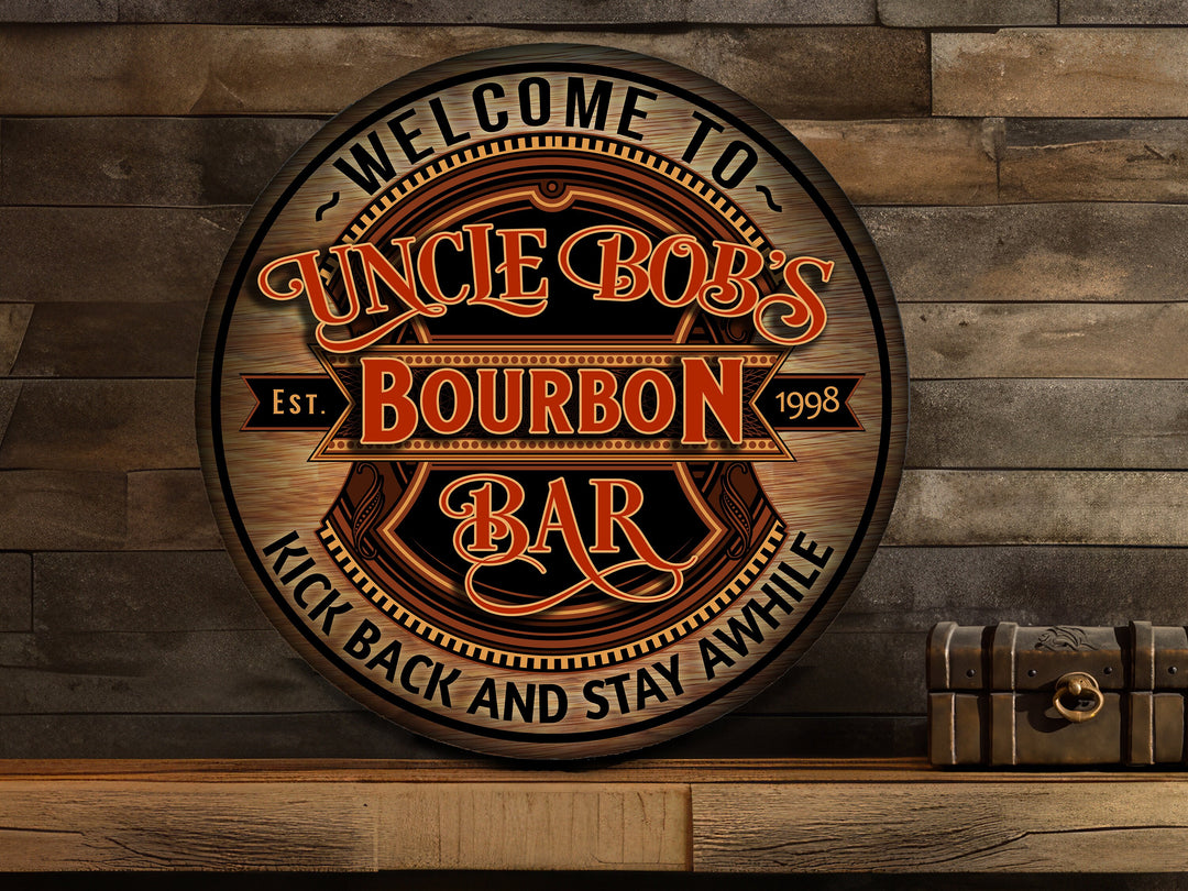 Personalized Bourbon Bar Sign | Metal Signs | Man Cave Wall Décor | Personalized Speakeasy | Home Bar Accessories | Custom Bar Sign Gift