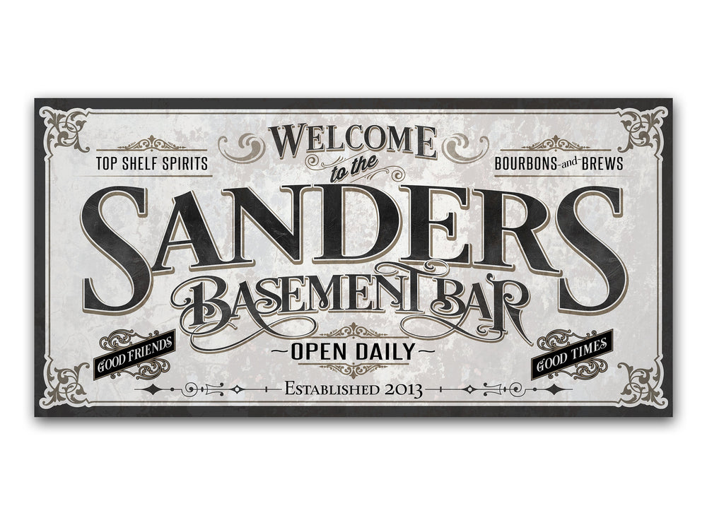 Personalized Basement Bar Sign | Customized Bar Sign | Large Personalized Family Name Basement Bar Sign | Large Metal or Canvas Wall Art